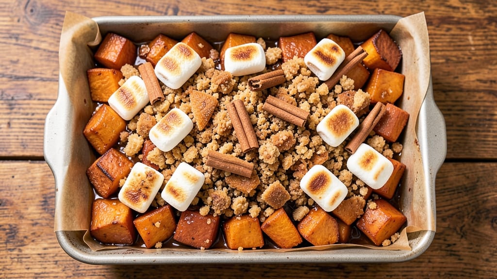 Sweet Potato Casserole Recipe With Marshmallows And Streusel Topping: Toothsome Topping That Melts Into Golden Rivers