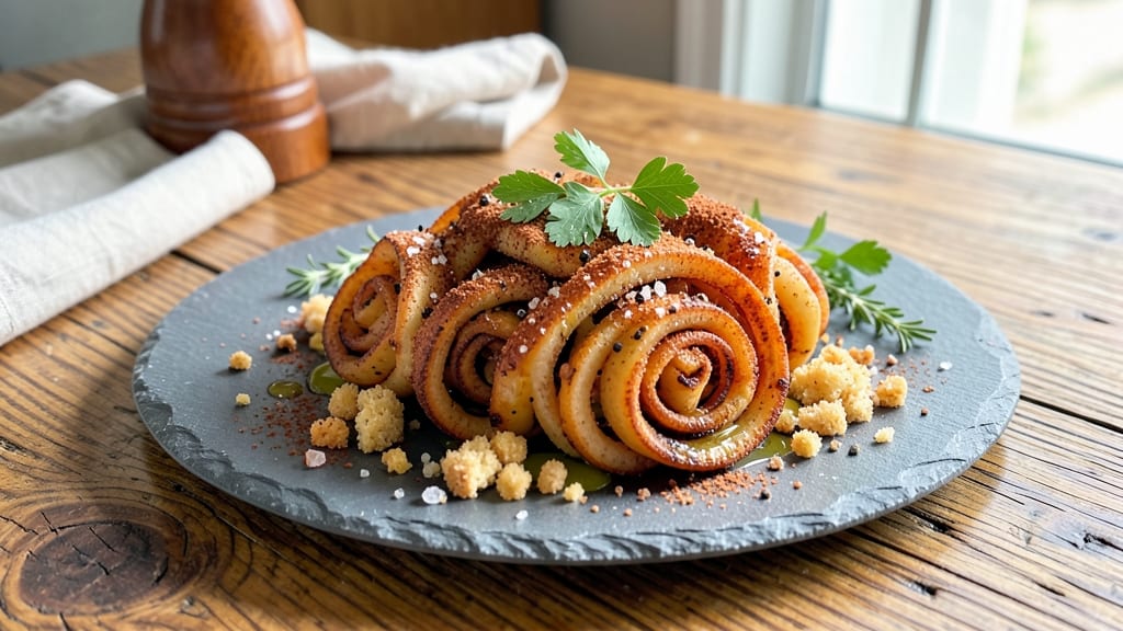Sweet Potato Spirals Recipe: Crispy Celery Crown Over Spiced Roast Bliss