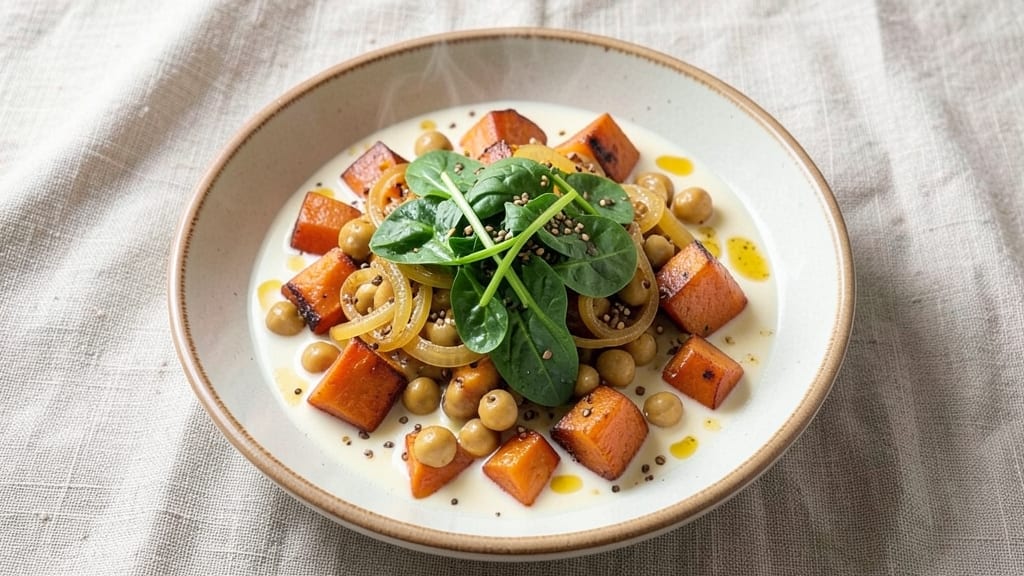 Sweet Potato Chickpea and Spinach Curry Recipe: Spiced Coconut Velvety With Earthy Greens
