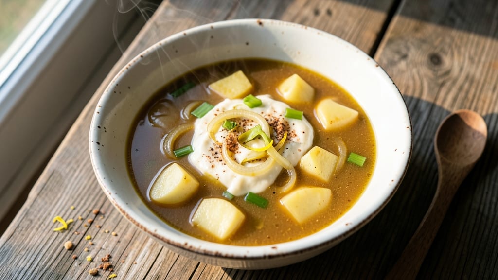 5-Ingredient Potato Soup Recipe: Velvety Blend With Crispy Celery Top