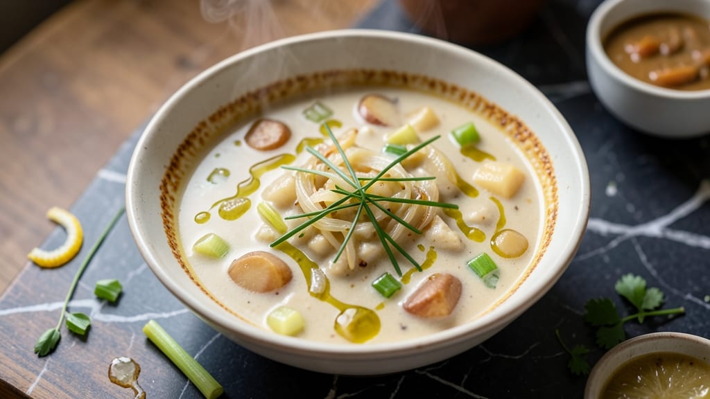 Baked Potato Leek Soup Recipe: Velvety Onion Depth With Crispy Celery Top
