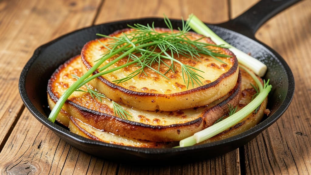 Baked Potato Rosti Recipe: Crispy Celery Crown Over Creamy Herb Potato Bliss