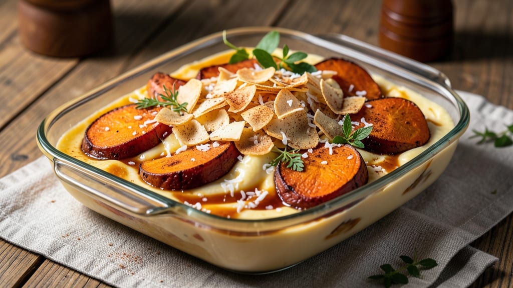 Trinidad Sweet Potato Pudding Recipe: Nutmeg-Kissed Custard With Toasted Coconut Crunch