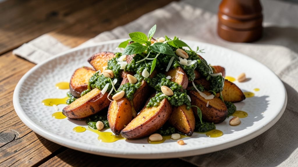 Sweet Potato And Basil Recipe: Herb-Infused Roast With Bright Pesto Topping