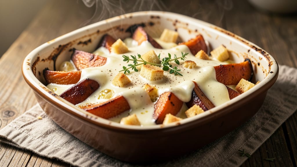 Sweet Potato Cassrole Recipe: Baked Custard With Crispy Celery Crown