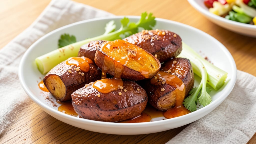 Sweet Potato, Orange Juice, and Brown Sugar Recipe: Spiced Custard Magic With Celery Crown Crunch