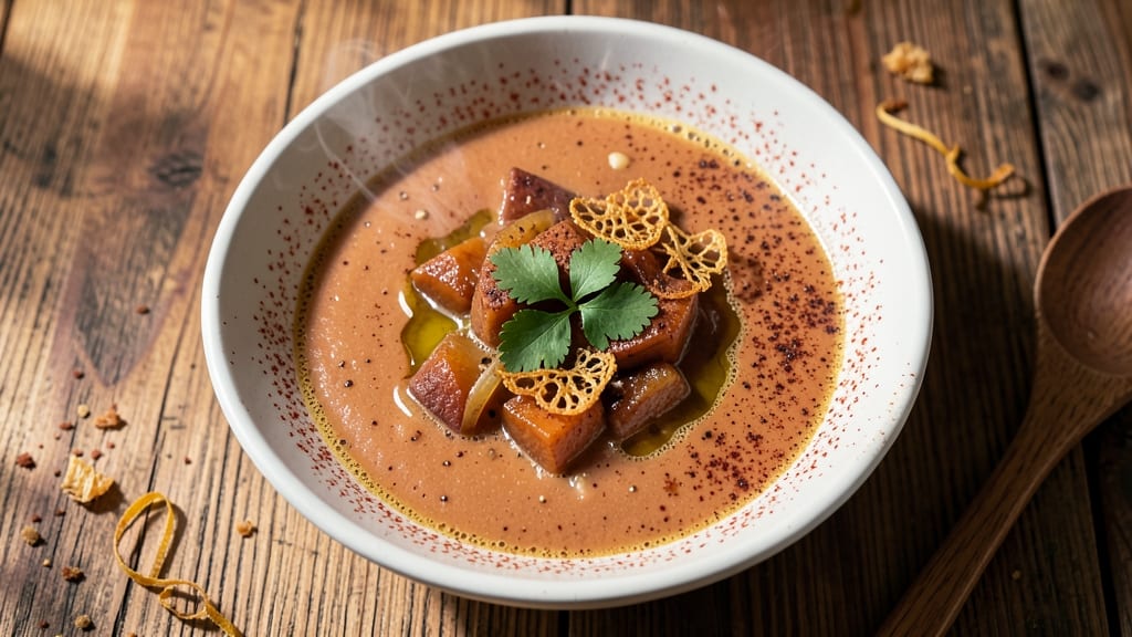 Spicy Sweet Potato Soup Recipe: Smoky Cumin Roast with Crunchy Celery Topping