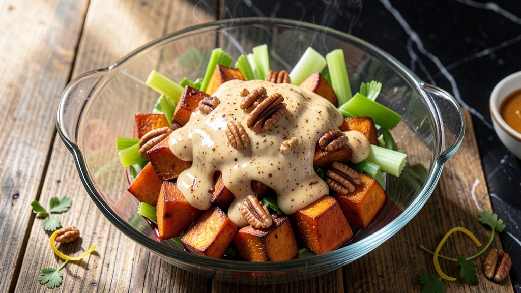 Southern Sweet Potato Salad Recipe: Crispy Celery Crown Over Creamy Mustard-Vinegar Bliss