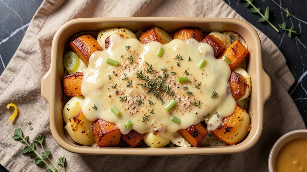 Sweet Potato White Potato Casserole Recipe: Layered Roast With Crispy Celery Top