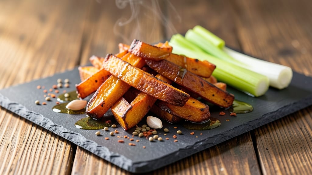 Beauregard Sweet Potato Recipe: Crispy Celery Crown Over Smoky Paprika Bliss
