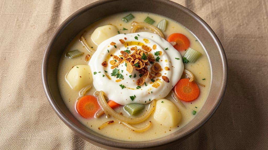 Vegetarian Slow Cooker Potato Soup Recipe: Creamy Celery-Topped Comfort in One Pot