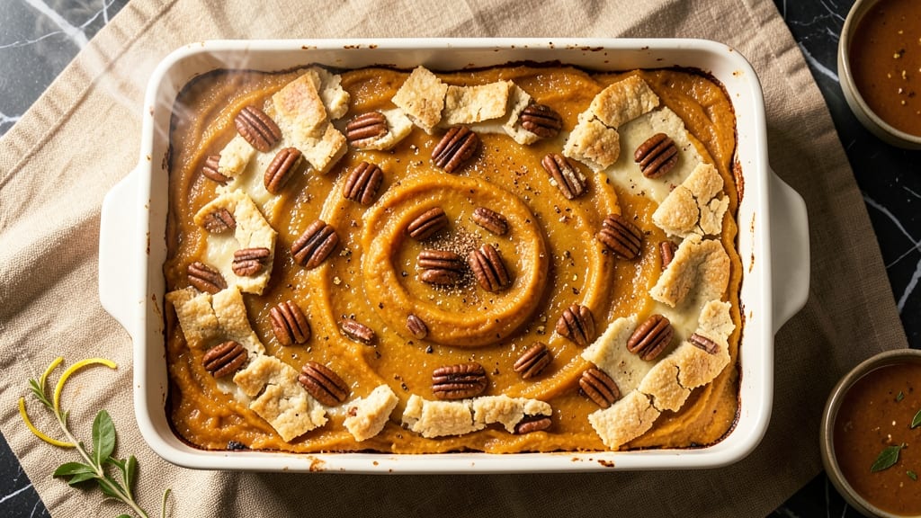 Sweet Potato Casserole With Pecan Crust Recipe: Nutty-Spiced Crunch Over Velvety Filling