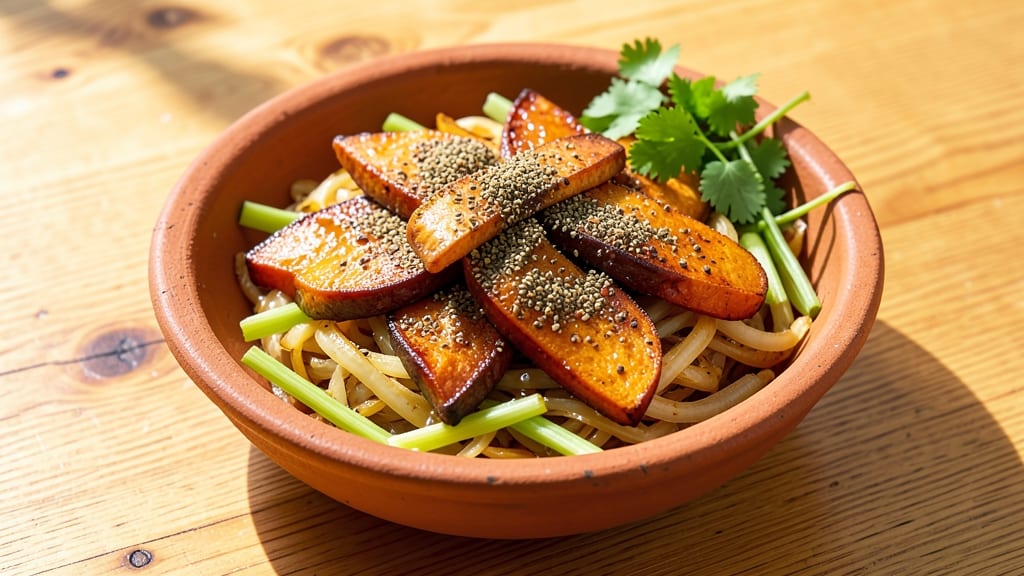 Sweet Potato Recipe Indian Style: Cardamom-Spiced Custard With Crispy Celery Crown
